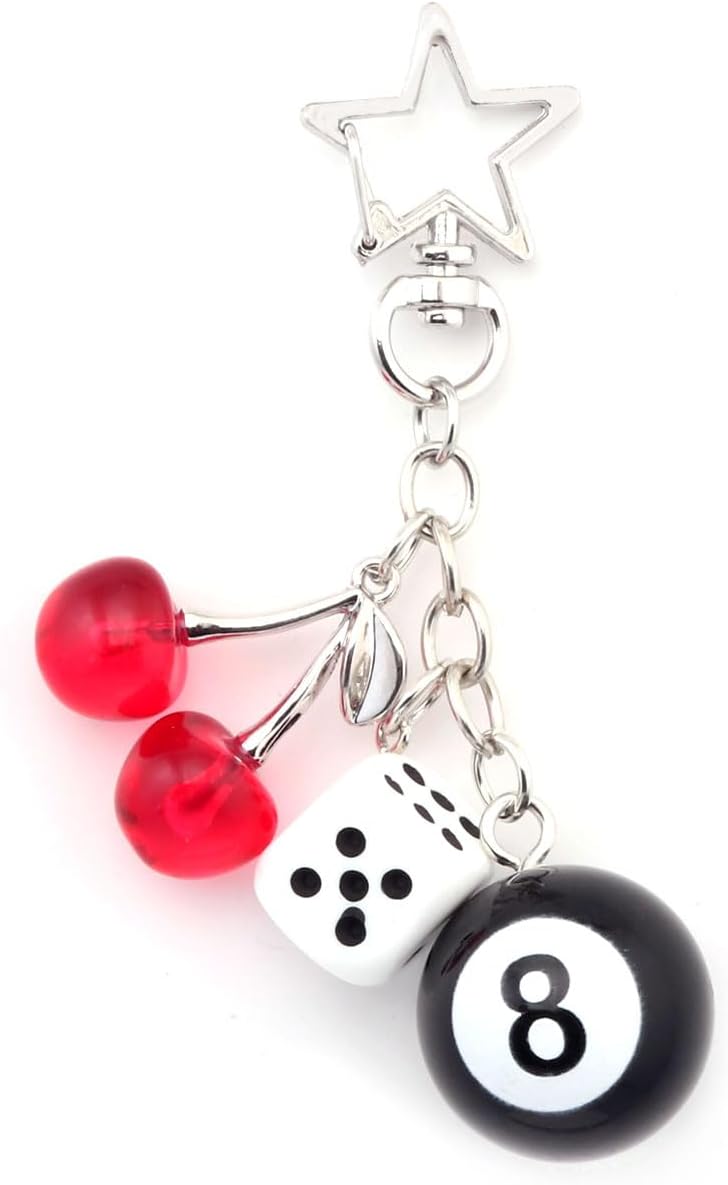 SORGERLY 8 Ball Dice Charm Keychain - Cute Bag Purse Handbag Accessories - Y2K Aesthetic Key Chain for Women Men - Image 1